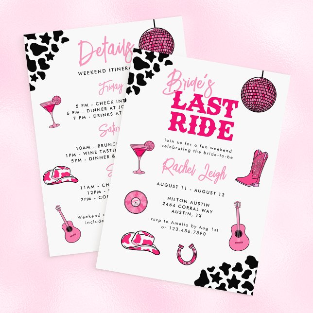 Cowgirl Disco Dernier Ride Bachelorette Invitation (Créateur téléchargé)