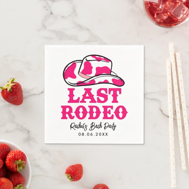 Cowgirl Disco Last Rodeo Bachelorette Square Paper Napkin (Insitu)