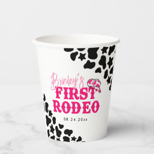 Cowgirl Disco Pink First Rodeo Paper Cups
