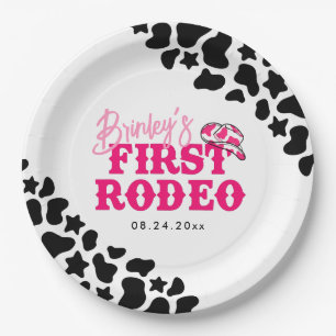 Cowgirl Disco Pink First Rodeo Paper Plate