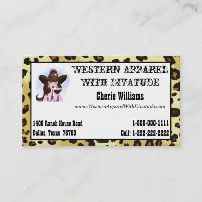 Cowgirl "Diva" Business Card (Front)