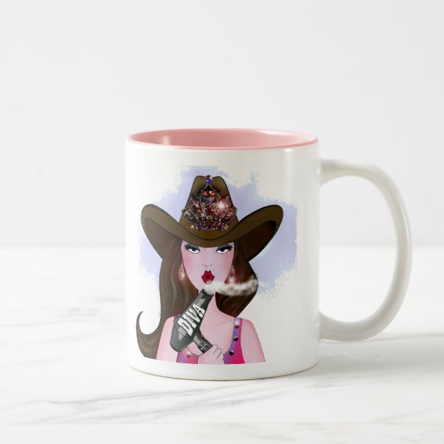 "Cowgirl Diva Hair Stylist " Two-Tone Coffee Mug (Right)