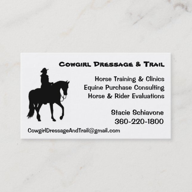 Cowgirl Dressage Business Card (Front)