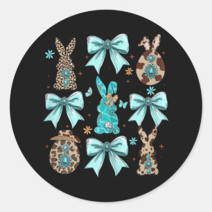 Cowgirl Easter, Turquoise Classic Round Sticker
