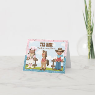 Cowgirl et Cowboy fête d'anniversaire Merci