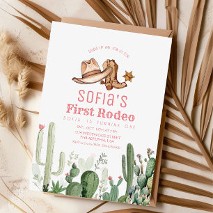 Cowgirl First Rodeo Birthday Party Invitation