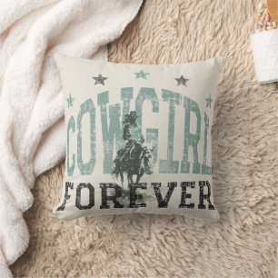 Cowgirl Forever Western Trendy Throw Pillow