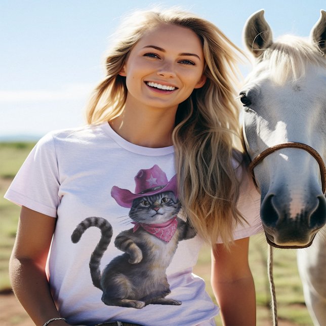 Cowgirl-Funny Cat T-Shirt (Creator Uploaded)