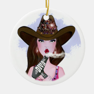 COWGIRL "Hair Diva" Ceramic Ornament