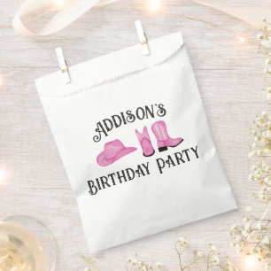 Cowgirl Hat and Boots Black Text Favour Bag
