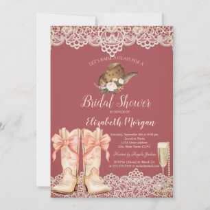 Cowgirl Hat Boots Lace Bridal Shower Invitation