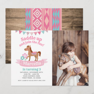 Cowgirl, Horse Birthday Invitation with Photo