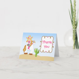 Cowgirl Horse Birthday Party Thank You Card