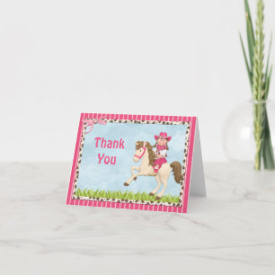 Cowgirl Horse Birthday Party  Thank You Card
