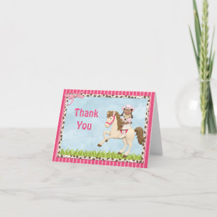 Cowgirl Horse Birthday Party Thank You Card