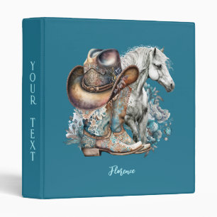 Cowgirl horse cowboy boots hat floral western binder