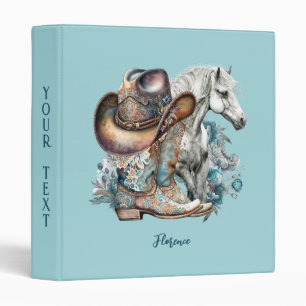 Cowgirl horse cowboy boots hat floral western binder