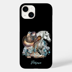 Cowgirl horse cowboy boots hat floral western Case-Mate iPhone 14 case
