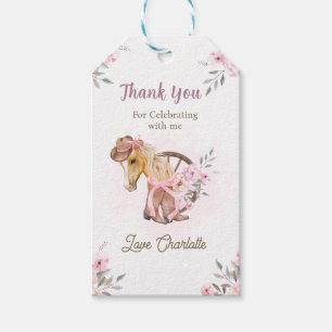 Cowgirl Horse Floral Western Birthday thank you  Gift Tags