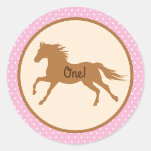 Cowgirl Horse Kid Girl's Birthday Party Theme Classic Round Sticker