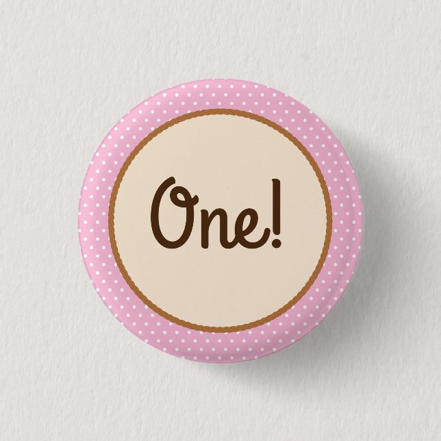 Cowgirl Horse Pony Cute 1st Birthday Party Theme 1 Inch Round Button (Front)