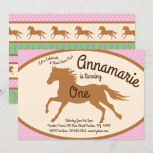 Cowgirl Horse Pony Invitations d'anniversaire