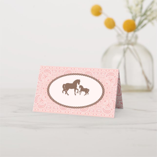 Cowgirl | Horse Silhouette  Place Card (Front)
