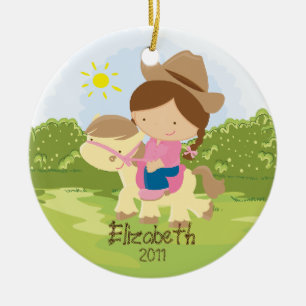 Cowgirl Horseback Rider Christmas Ornament Girl