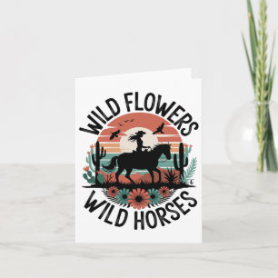 Cowgirl Horseback Riding Wild Flower Women Girls H Card