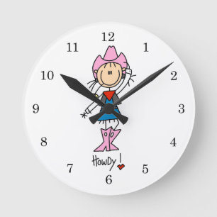 Cowgirl in Pink T-shirts and Gifts Round Clock