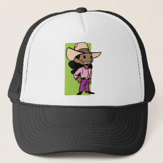 Cowgirl in Purple Trucker Hat