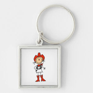Cowgirl in Red T-shirts and Gifts Keychain