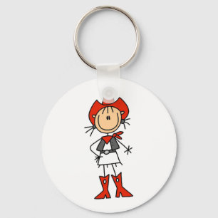 Cowgirl in Red T-shirts and Gifts Keychain