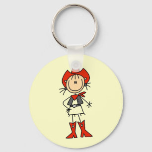 Cowgirl in Red T-shirts and Gifts Keychain