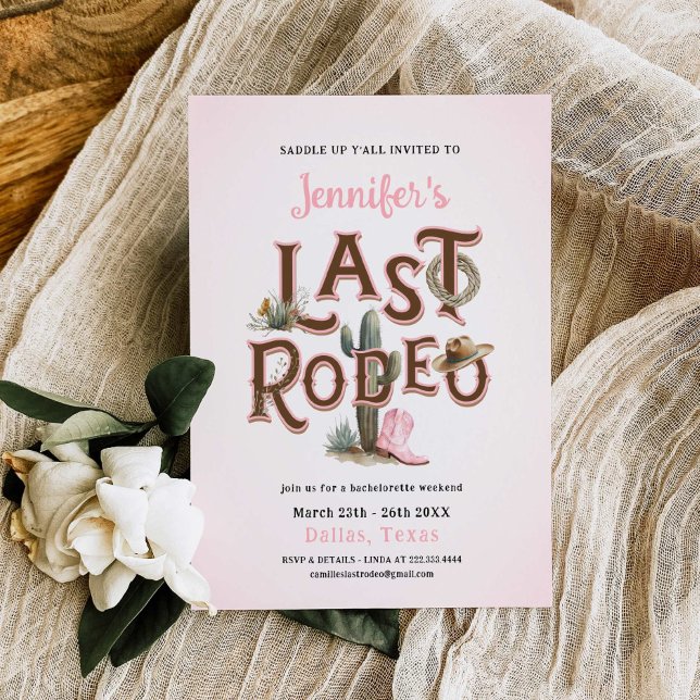Cowgirl Last Rodeo Bachelorette Invitation (Creator Uploaded)