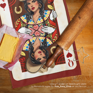 Cowgirl Midwest Queen of Hearts Card - Love Luck Kitchen Towel