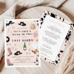 Cowgirl Nashville Pink Last Rodeo | Bachelorette Invitation<br><div class="desc">You're getting married! Or your best friend is. Either way, you get to plan a dream weekend with your BFFs. Our watercolor travel itinerary cards will have the girls packing their bags for an unforgettable weekend!!! You'll have so much fun celebrating the bride's last rodeo. Add your custom wording to...</div>