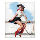 Cowgirl on Fence Vintage Pin Up