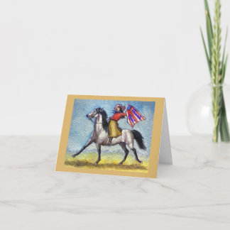 Cowgirl on Galloping Horse Original Painting Thank You Card