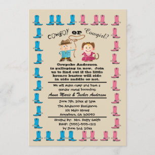 Cowgirl or Cowboy Gender Reveal Party Invitation