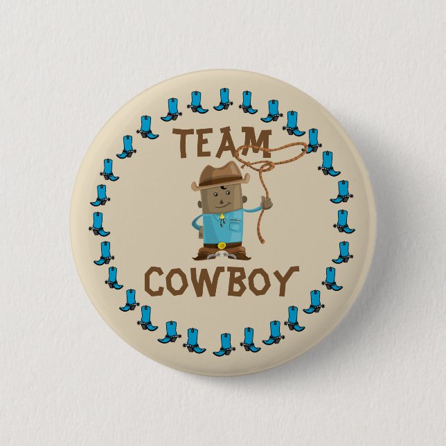 Cowgirl or Cowboy Gender Reveal Team Button (Front)
