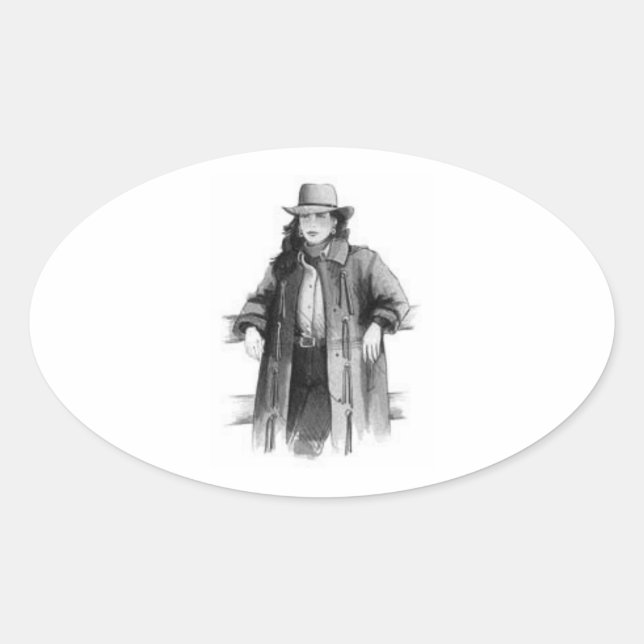 Cowgirl Oval Sticker (Front)