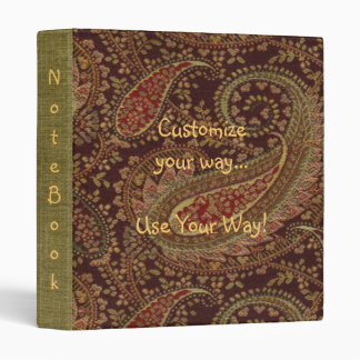Cowgirl Paisley Pattern Wine Sage Gold Binder