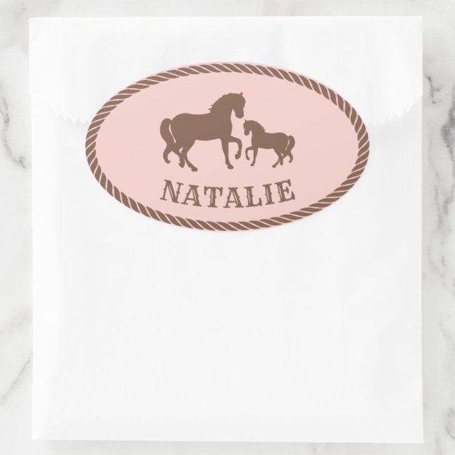Cowgirl Party | Horse | Personalized Oval Sticker (Bag)
