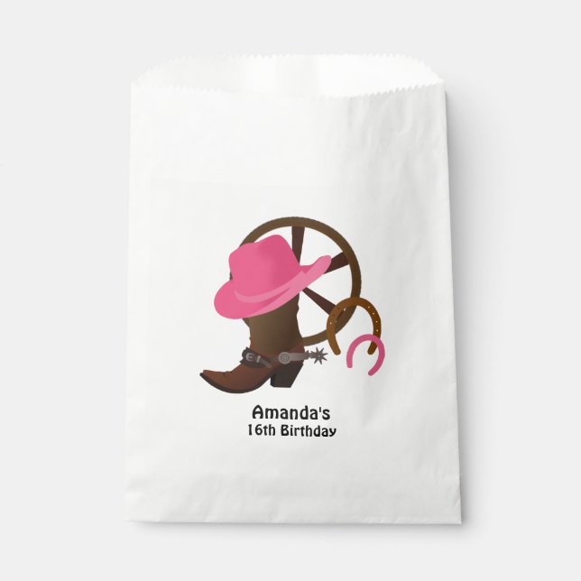 Cowgirl Personalized Birthday Party Favour Bag (Front)