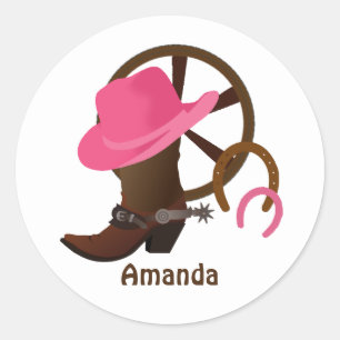 Cowgirl Personalized Classic Round Sticker
