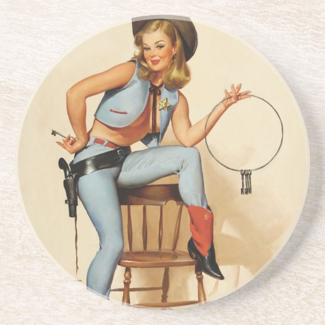 Cowgirl Pin-up Girl Coaster (Front)