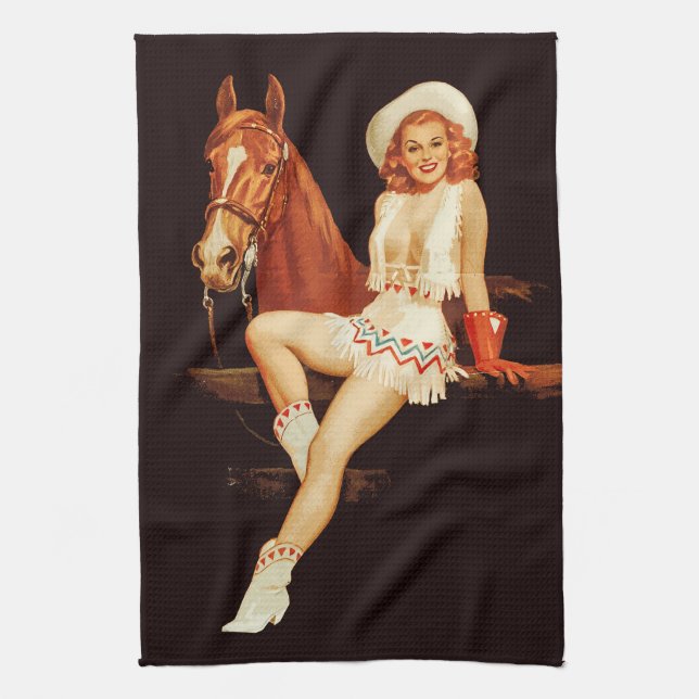 Cowgirl Pin-Up                                     Kitchen Towel (Vertical)