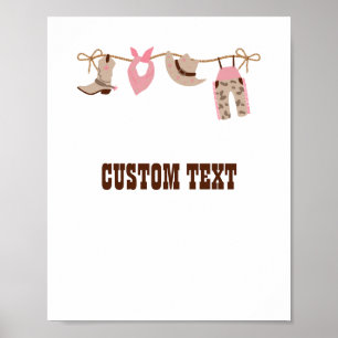 Cowgirl Pink Baby Shower Custom Sign