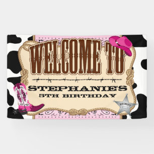 Cowgirl, Pink Birthday, Welcome Banner